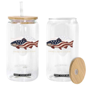 America 250th Anniversary Patriotic Fish Graphic Glass Can American Flag Salmon Trout Fishing 1776 to 2026 Semiquincentennial TS02 Print Your Wear