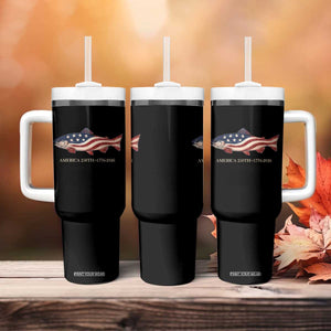 America 250th Anniversary Patriotic Fish Graphic Tumbler With Handle American Flag Salmon Trout Fishing 1776 to 2026 Semiquincentennial TS02 Print Your Wear