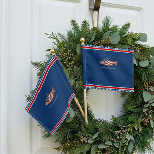 America 250th Anniversary Fish Graphic Patriotic Handheld Flag American Flag Salmon Trout Fishing 1776 to 2026 Semiquincentennial