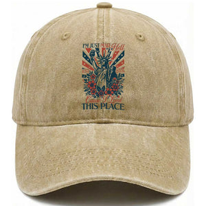 I'm Just Mad As Hell Cause I Love This Place Washed Cotton Baseball Cap Vintage Statue of Liberty Patriotic Retro Flora TS02 Print Your Wear