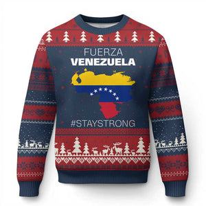 Fuerza Venezuela Strong Solidarity Ugly Christmas Sweater Hope Support Venezuelan Patriotic Flag Map