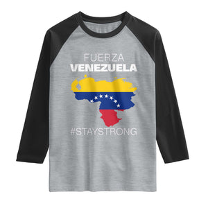 Fuerza Venezuela Strong Solidarity Raglan Shirt Hope Support Venezuelan Patriotic Flag Map