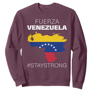 Fuerza Venezuela Strong Solidarity Sweatshirt Hope Support Venezuelan Patriotic Flag Map