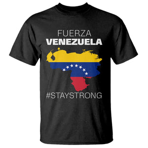 Fuerza Venezuela Strong Solidarity T Shirt Hope Support Venezuelan Patriotic Flag Map