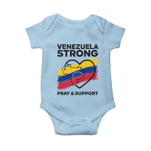 Venezuela Strong Pray and Support Baby Onesie Solidarity Patriotic Venezuelan Flag Map Heart