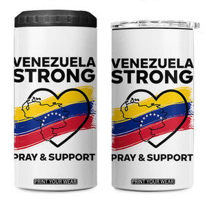 Venezuela Strong Pray and Support 4 in 1 Can Cooler Tumbler Solidarity Patriotic Venezuelan Flag Map Heart TS02 One Size: 16 oz White Print Your Wear