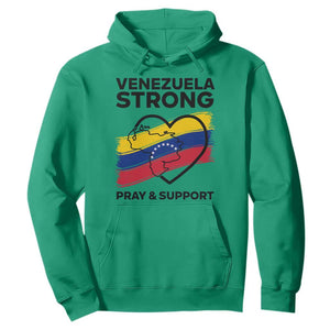 Venezuela Strong Pray and Support Hoodie Solidarity Patriotic Venezuelan Flag Map Heart
