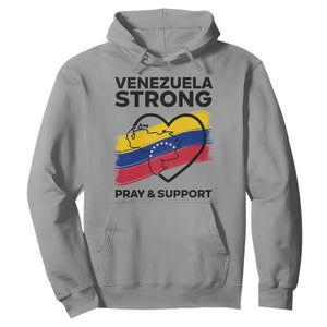 Venezuela Strong Pray and Support Hoodie Solidarity Patriotic Venezuelan Flag Map Heart