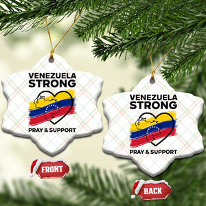 Venezuela Strong Pray and Support Ceramic Ornament Solidarity Patriotic Venezuelan Flag Map Heart