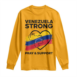 Venezuela Strong Pray and Support Long Sleeve Shirt Solidarity Patriotic Venezuelan Flag Map Heart