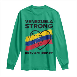 Venezuela Strong Pray and Support Long Sleeve Shirt Solidarity Patriotic Venezuelan Flag Map Heart