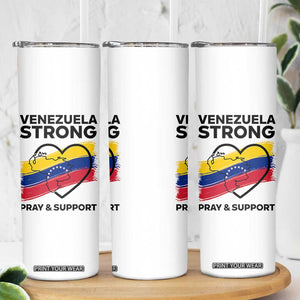 Venezuela Strong Pray and Support Skinny Tumbler Solidarity Patriotic Venezuelan Flag Map Heart TS02 Print Your Wear