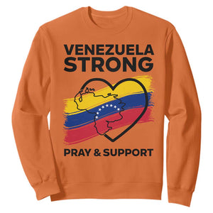 Venezuela Strong Pray and Support Sweatshirt Solidarity Patriotic Venezuelan Flag Map Heart