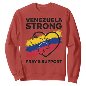 Venezuela Strong Pray and Support Sweatshirt Solidarity Patriotic Venezuelan Flag Map Heart