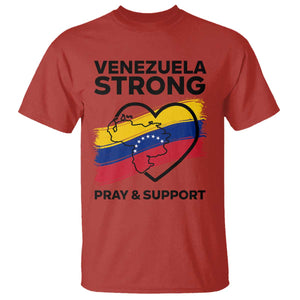 Venezuela Strong Pray and Support T Shirt Solidarity Patriotic Venezuelan Flag Map Heart