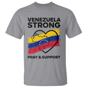 Venezuela Strong Pray and Support T Shirt Solidarity Patriotic Venezuelan Flag Map Heart