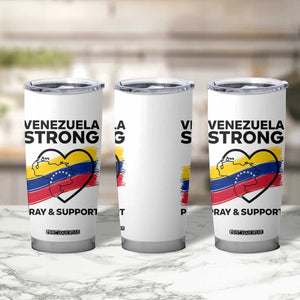 Venezuela Strong Pray and Support Tumbler Cup Solidarity Patriotic Venezuelan Flag Map Heart TS02 Print Your Wear
