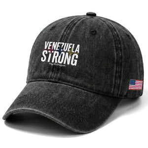 Venezuela Strong Venezuelan Heartbeat Washed Cotton Baseball Cap Solidarity Resilience Hope and Prayer