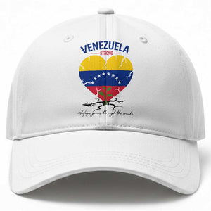 Venezuela Strong Healing Support Baseball Cap Hope Grows Through Cracks Venezuelan Flag Heart