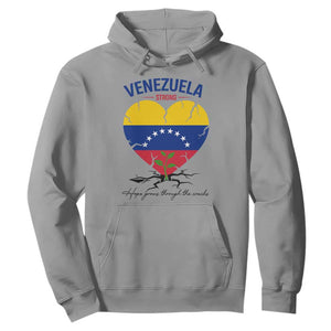 Venezuela Strong Healing Support Hoodie Hope Grows Through Cracks Venezuelan Flag Heart