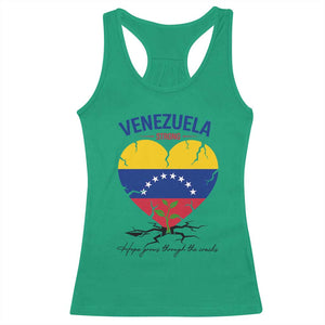 Venezuela Strong Healing Support Racerback Tank Top Hope Grows Through Cracks Venezuelan Flag Heart