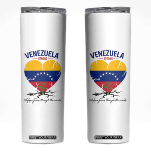 Venezuela Strong Healing Support Skinny Tumbler Hope Grows Through Cracks Venezuelan Flag Heart