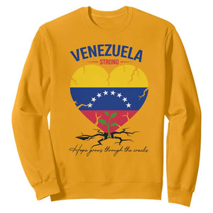 Venezuela Strong Healing Support Sweatshirt Hope Grows Through Cracks Venezuelan Flag Heart