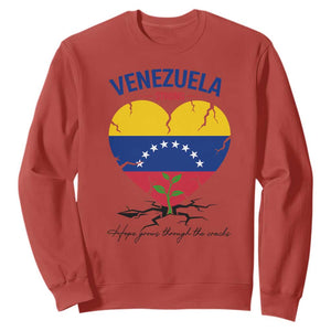 Venezuela Strong Healing Support Sweatshirt Hope Grows Through Cracks Venezuelan Flag Heart