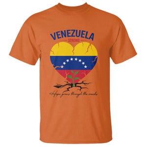 Venezuela Strong Healing Support T Shirt Hope Grows Through Cracks Venezuelan Flag Heart