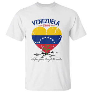Venezuela Strong Healing Support T Shirt Hope Grows Through Cracks Venezuelan Flag Heart