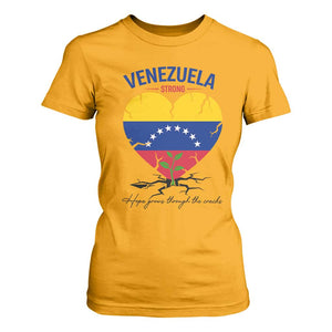Venezuela Strong Healing Support T Shirt For Women Hope Grows Through Cracks Venezuelan Flag Heart