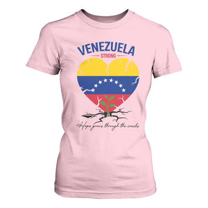 Venezuela Strong Healing Support T Shirt For Women Hope Grows Through Cracks Venezuelan Flag Heart