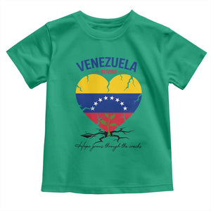 Venezuela Strong Healing Support Toddler T Shirt Hope Grows Through Cracks Venezuelan Flag Heart