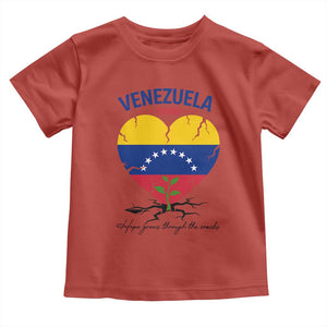 Venezuela Strong Healing Support Toddler T Shirt Hope Grows Through Cracks Venezuelan Flag Heart