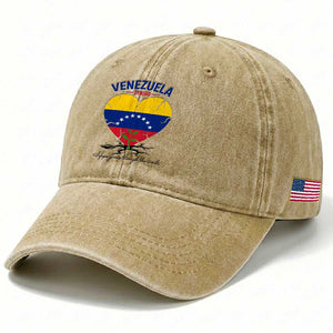 Venezuela Strong Healing Support Washed Cotton Baseball Cap Hope Grows Through Cracks Venezuelan Flag Heart