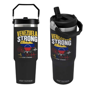 Venezuela Strong Support and Solidarity Flip Straw Tumbler Patriotic Venezuelan Flag Country Map