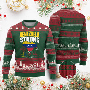 Venezuela Strong Support and Solidarity Ugly Christmas Sweater Patriotic Venezuelan Flag Country Map
