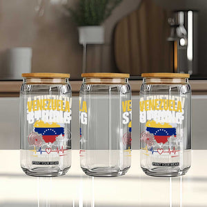 Venezuela Strong Support and Solidarity Glass Can Patriotic Venezuelan Flag Country Map