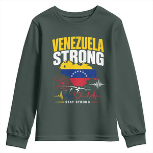 Venezuela Strong Support and Solidarity Youth Sweatshirt Patriotic Venezuelan Flag Country Map