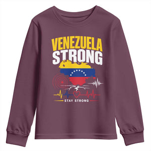 Venezuela Strong Support and Solidarity Youth Sweatshirt Patriotic Venezuelan Flag Country Map