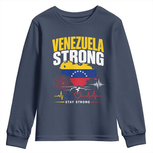 Venezuela Strong Support and Solidarity Youth Sweatshirt Patriotic Venezuelan Flag Country Map