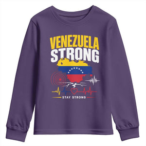 Venezuela Strong Support and Solidarity Youth Sweatshirt Patriotic Venezuelan Flag Country Map
