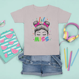 Lil Miss Kindergarten T Shirt For Kid Cute Kinder Girl Era Hair Bun TS02 Ice Gray Printyourwear