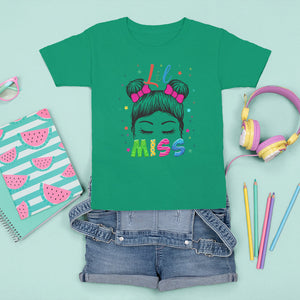 Lil Miss Kindergarten T Shirt For Kid Cute Kinder Girl Era Hair Bun TS02 Irish Green Printyourwear