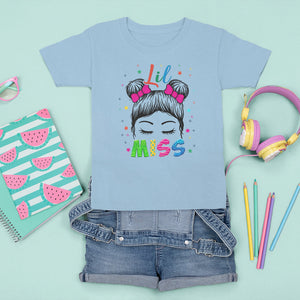 Lil Miss Kindergarten T Shirt For Kid Cute Kinder Girl Era Hair Bun TS02 Light Blue Printyourwear
