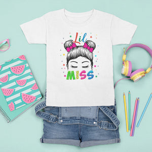 Lil Miss Kindergarten T Shirt For Kid Cute Kinder Girl Era Hair Bun TS02 White Printyourwear