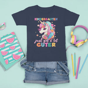 Cute Kindergarten Unicorn T Shirt For Kid Just Got A Lot Cuter Kinder Girl TS02 Navy Printyourwear