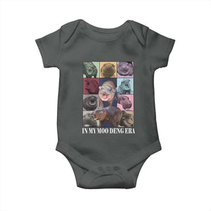 In My Moo Deng Era Baby Onesie Cute Pygmy Hippo TS02 Dark Heather Print Your Wear
