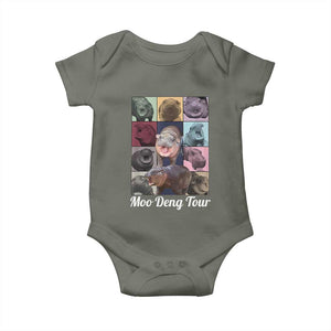 Baby Hippo Moo Deng Tour Baby Onesie Bouncy Cute Pygmy Hippopotamus TS02 Military Green Print Your Wear