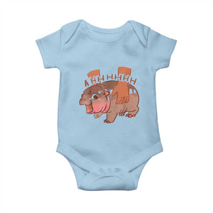 Baby Hippo Moo Deng Baby Onesie Bouncy Pig in Thai Picture The Cute Pygmy Hippopotamus TS02 Light Blue Print Your Wear